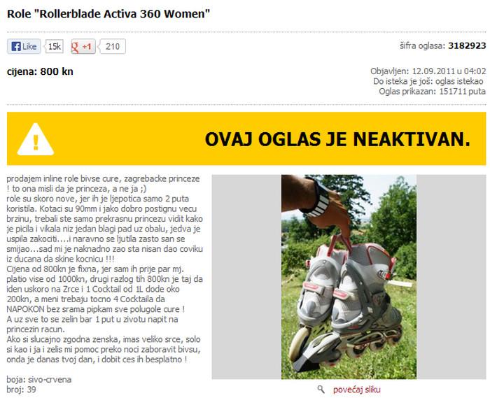 Kako prodati role bivše cure i napiti se na njen račun