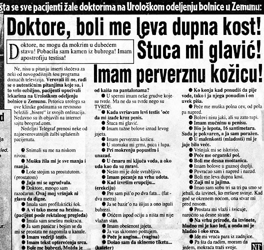 Najsmješnije žalbe doktorima: Imam vedriji testis!
