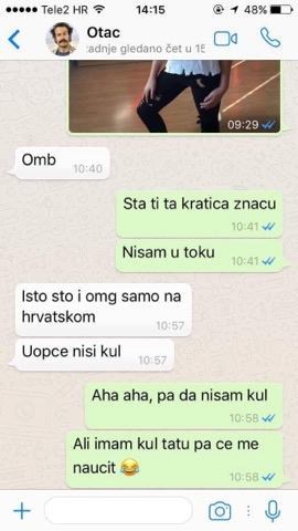 SMS PORUKA RODITELJA Ono kada imaš cool oca 
