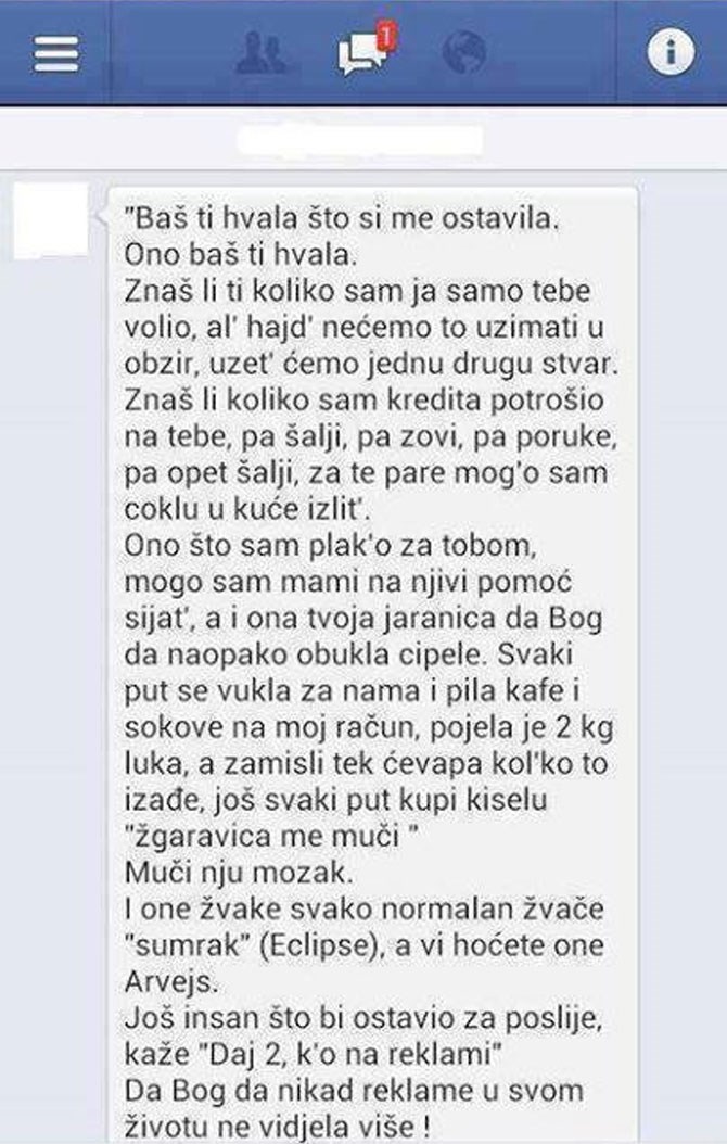 Kad ostaviš dečka, a on ti očita bukvicu na Fejsu