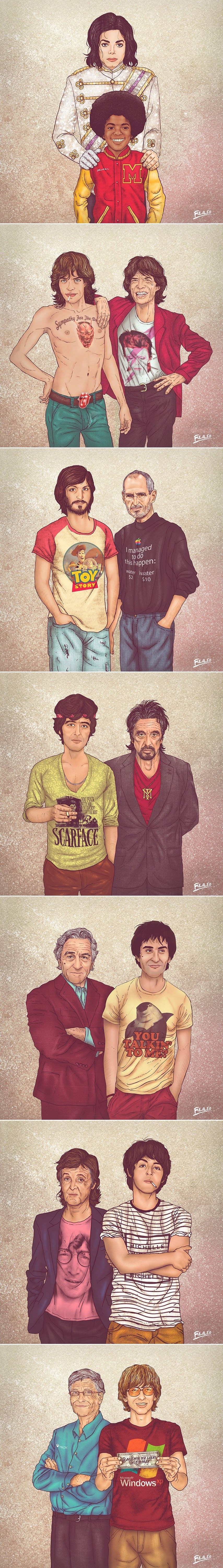 GALERIJA: Serijom crteža spojio ih sa njihovim ''mlađim ja''