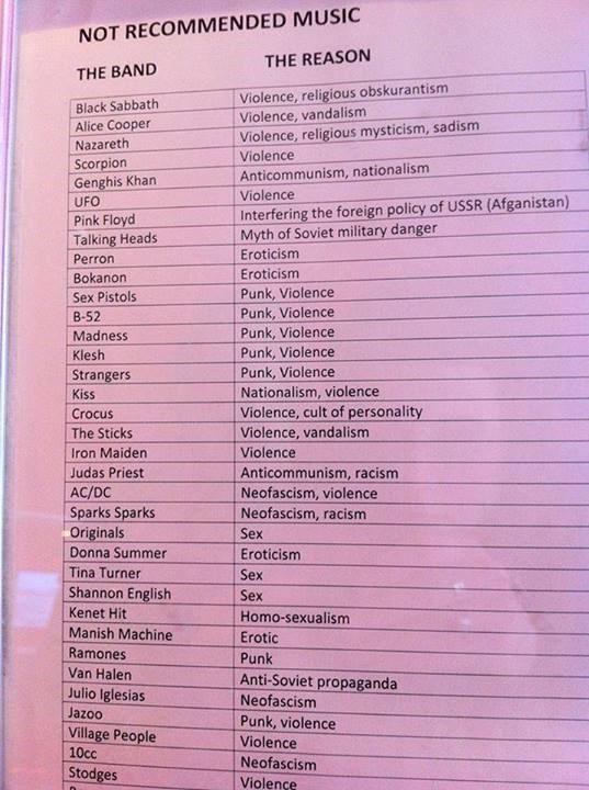 Bizarna lista zabranjenih bendova s ruskog radija