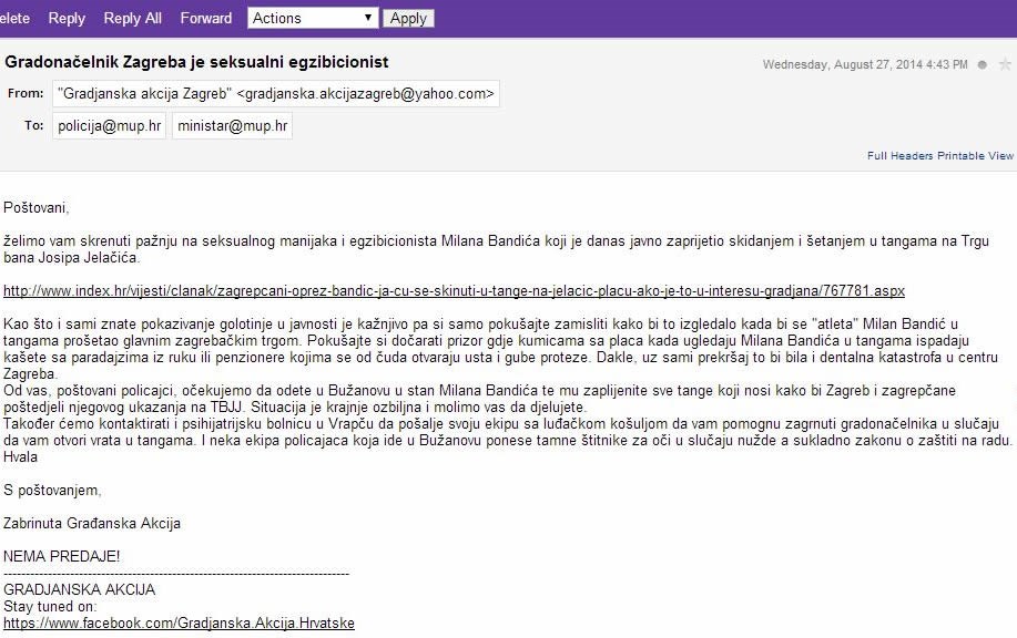 "Seks-manijak" Bandić prijavljen policiji