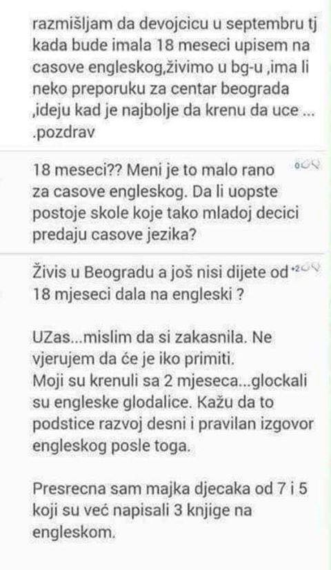 Htjela je upisati svoju bebu na engleski, pa ju je druga majka ismijala