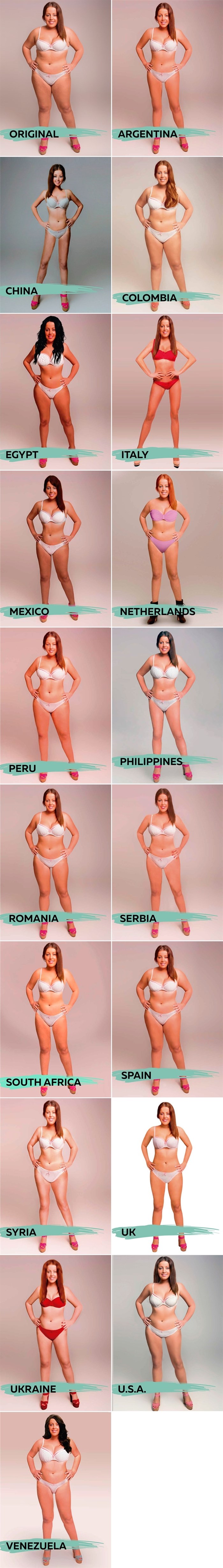 Razne države svijeta fotošopirale djevojku i pokazale kakvo žensko tijelo preferiraju