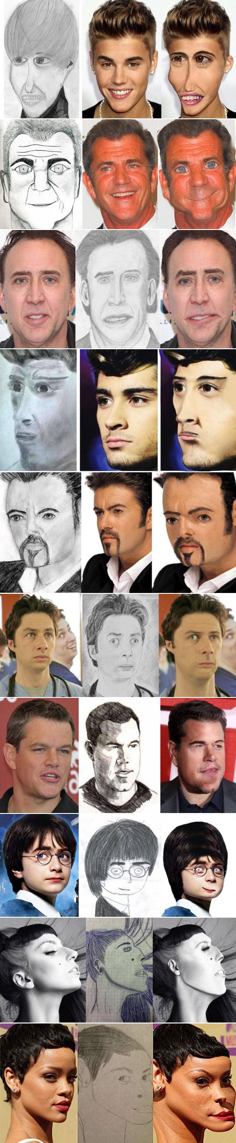 TOP 10 slavnih faca fotošopirano po uzoru na užasne crteže fanova