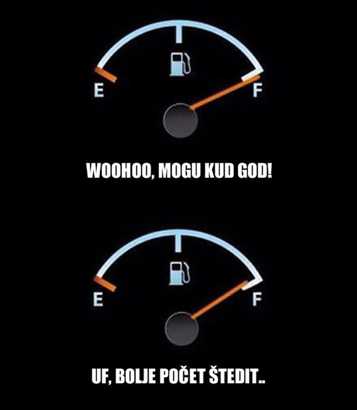 Reakcija prosječnog vozača na kazaljku benzina