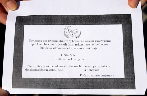 Osmrtnica za "preminuli" splitski HNK