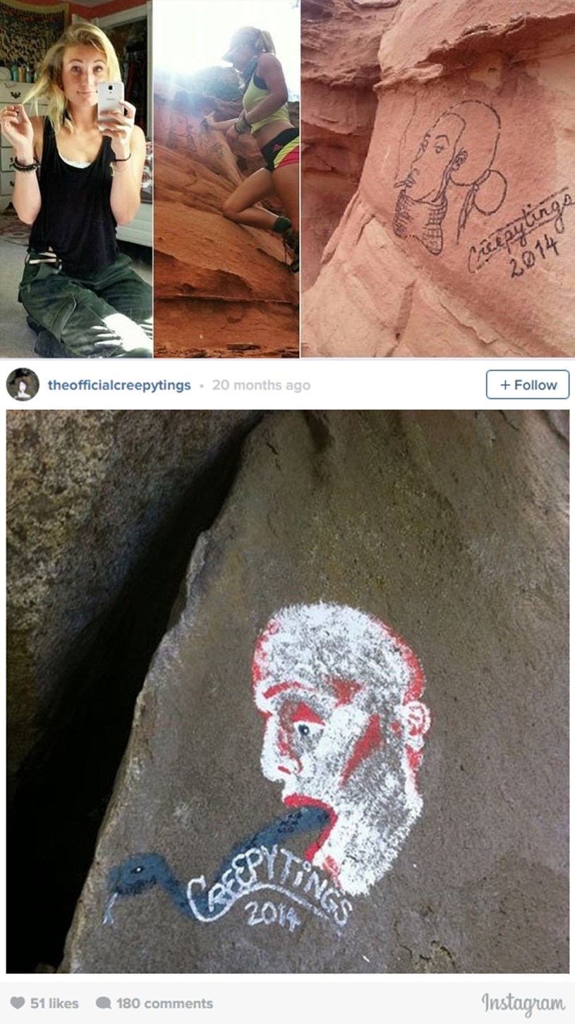 Instagram luđakinja šaranjem uništavala stijene nacionalnih parkova!