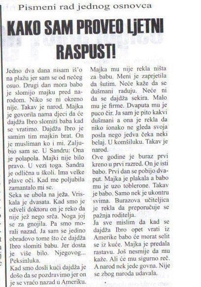 Sastavak osnovnoškolca: Kako sam proveo ljetni odmor