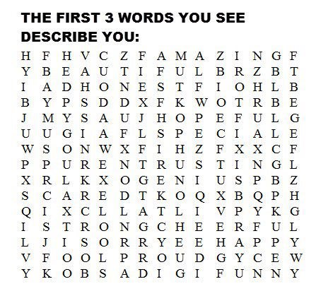 Brzo pronađi tri riječi i saznaj kakav si zapravo!