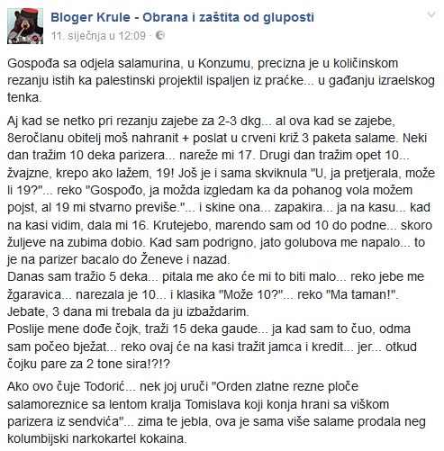 Hrvatska tragikomedija: Ova gospođa u Konzumu je više salame prodala nego kolumbijski narkokartel kokaina!