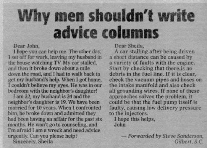 Kad ti muškarac daje savjete oko bračnih problema