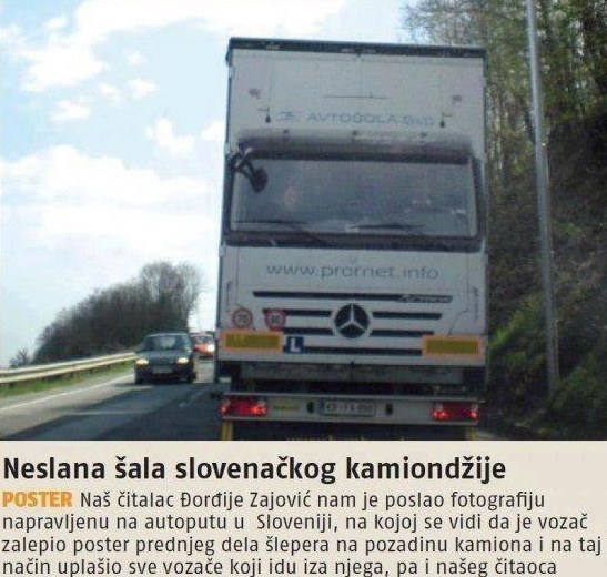 Slovenski kamiondžija šaljivdžija sije strah cestama