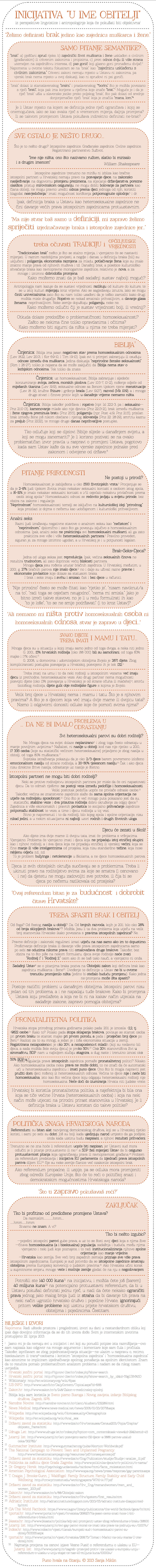 Odgovor na sve nebuloze i besmislice udruge "U ime obitelji"