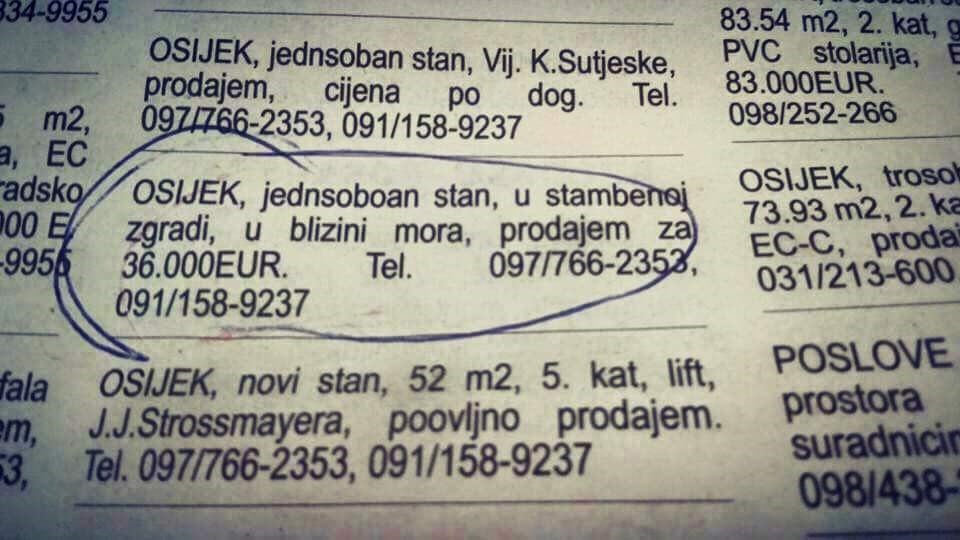 Tko je ovdje lud: Prodaje kuću u Osijeku uz more