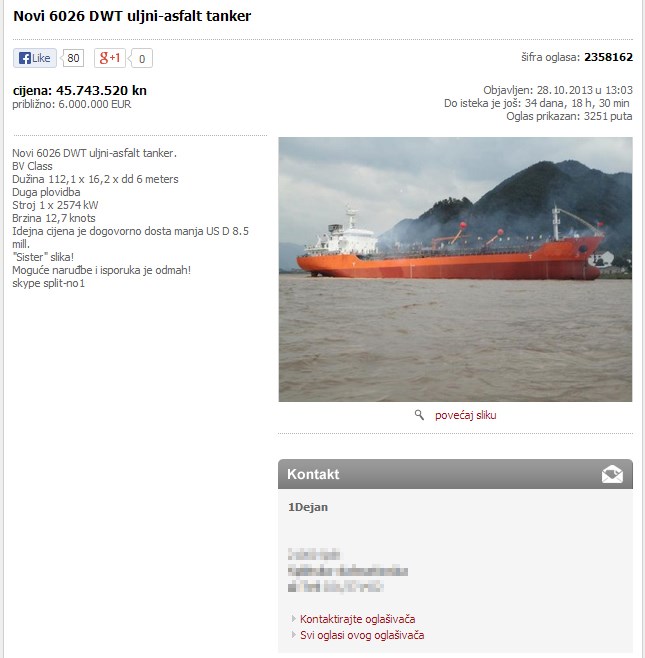 Mali oglasi: Auto, cipele, tanker od 45 milijuna kuna..