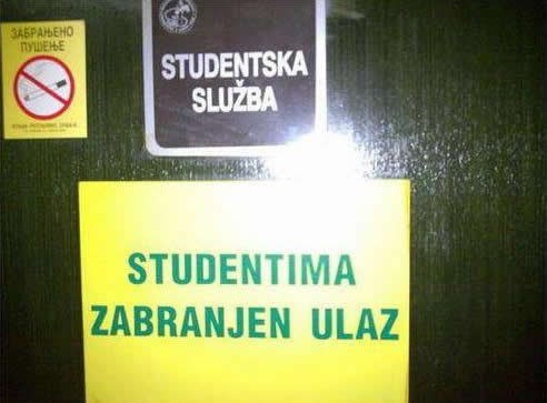 Studentima zabranjen ulaz u studentsku službu