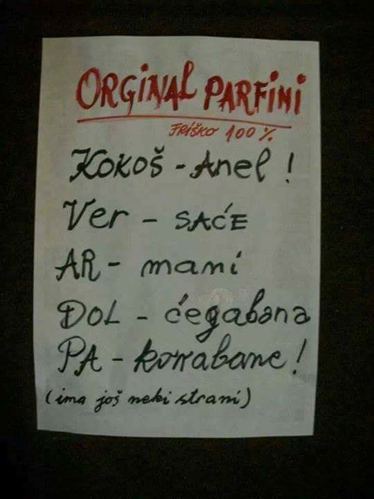 Ovaj oglas za prodaju "original parfema" će vas sigurno nasmijati, pogledajte imena parfema!
