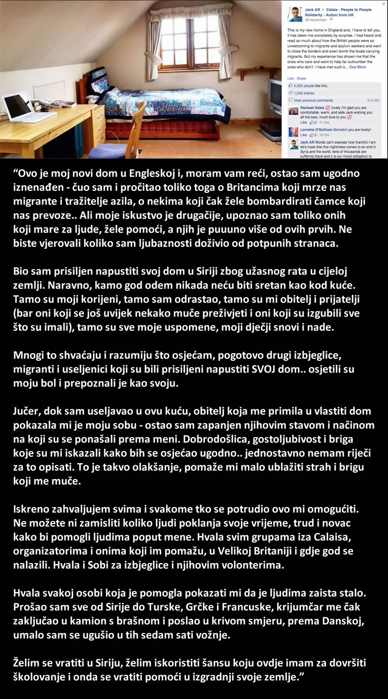 DIRLJIVO PISMO SIRIJSKOG IZBJEGLICE ljudima Velike Britanije, gdje je našao novi dom