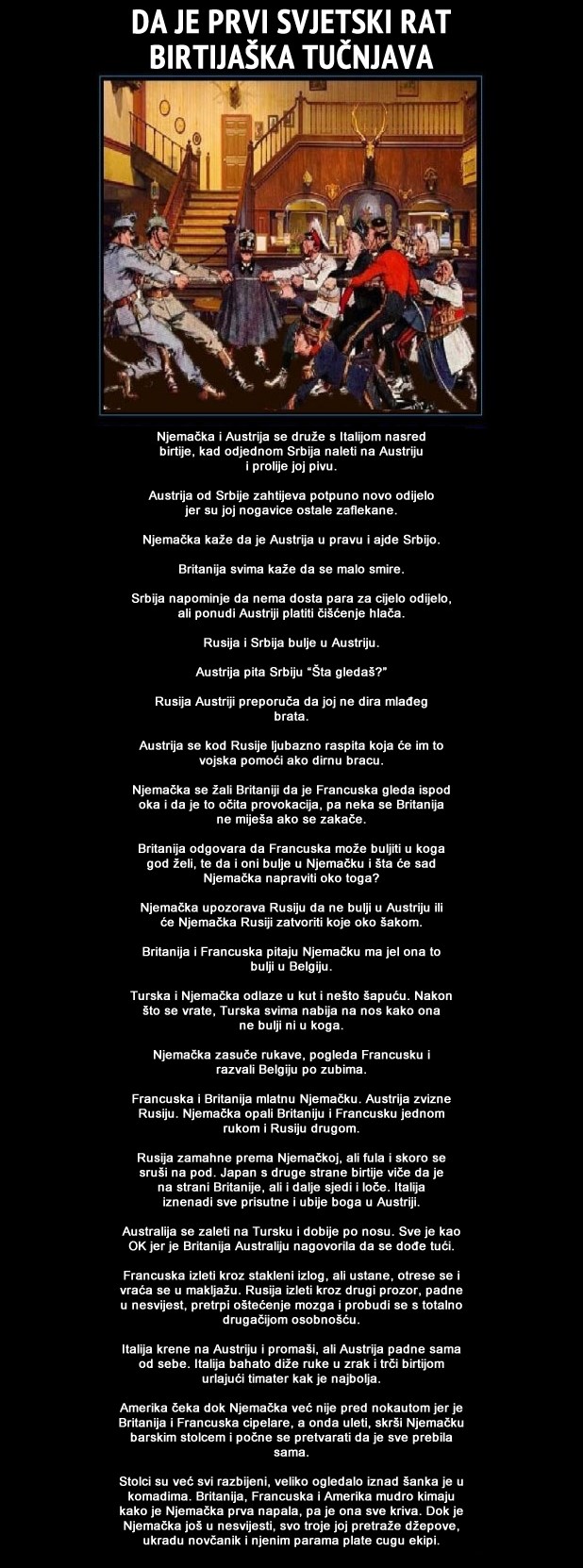 Prvi svjetski rat pretvoren u birtijašku tučnjavu