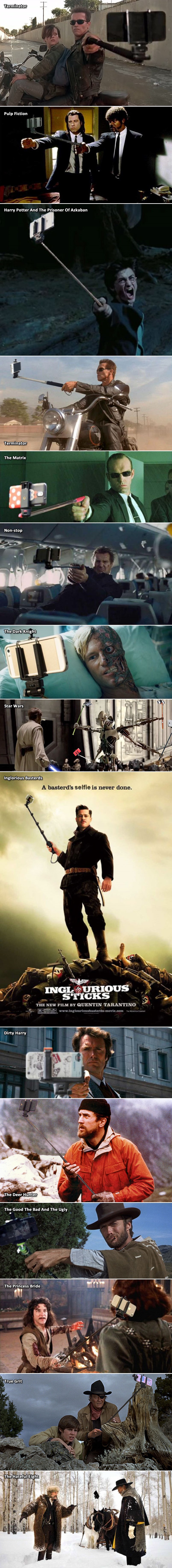 Netko u kultnim scenama filmova oružje zamjenjuje selfie-stickovima!