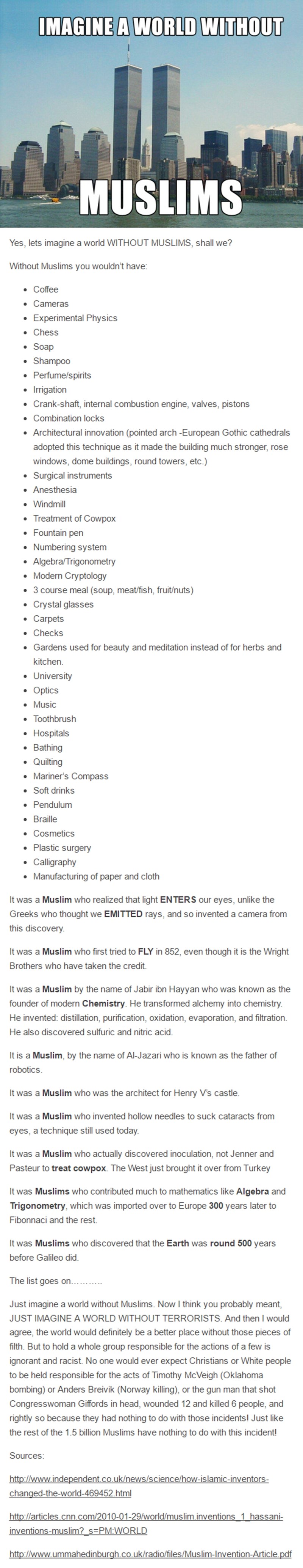 Zamislite svijet bez muslimana