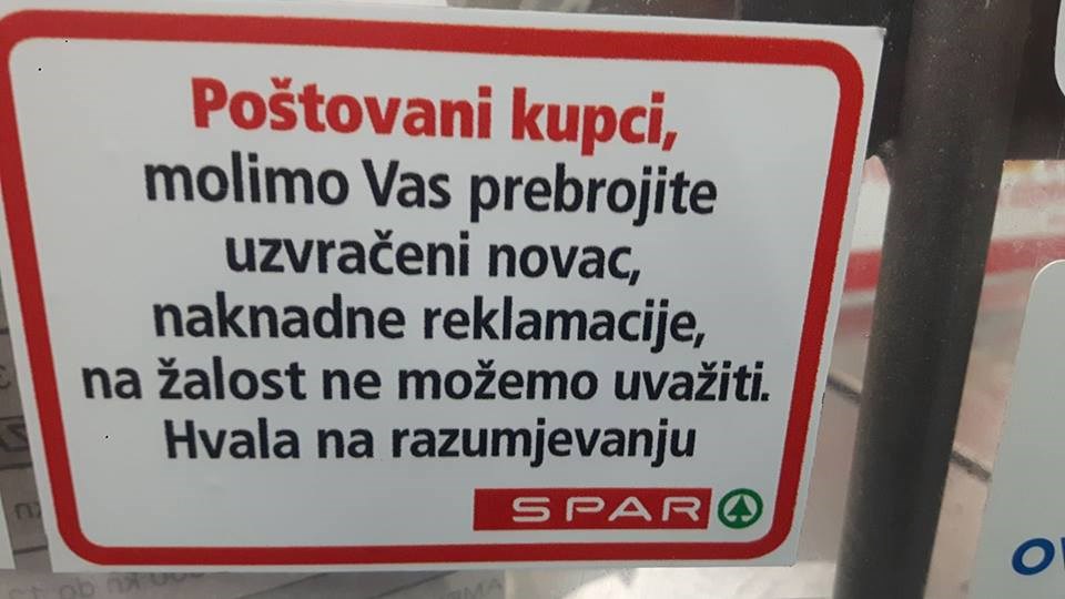 KVIZ Koliko grješaka vidi te na Sparovoj obavjesti kupcima?