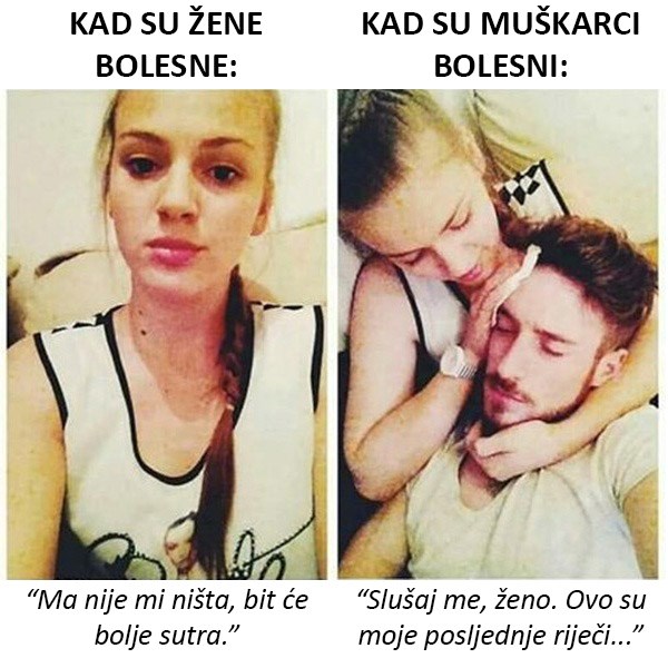 Razlika između muškarca i žene: Reakcije na običnu prehladu!