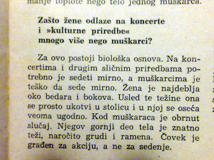 Žene su na koncertima češće nego muškarci jer imaju debele noge??