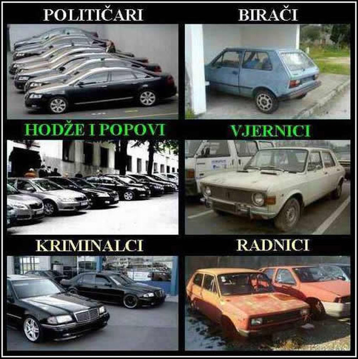 Što vozi političar, a što birač?