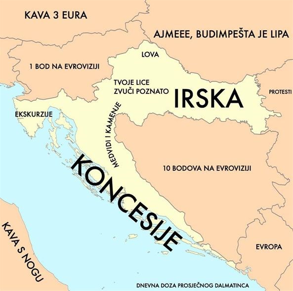 Ova karta prikazuje realno stanje u našoj i državama oko nas