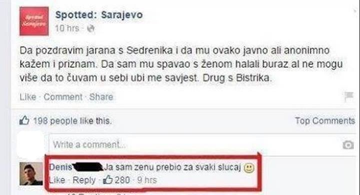Javno je priznao da je spavao sa ženom svog prijatelja, a komentar drugog čovjeka je zasjenio njegovo priznanje