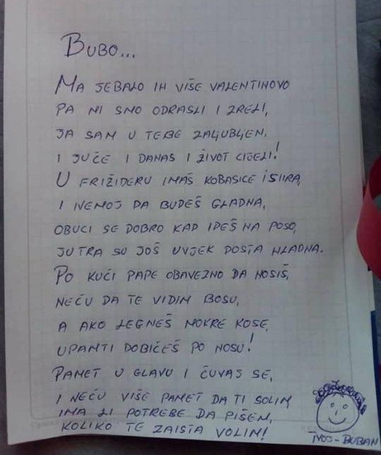 Buban voli svoju Bubu: Prelijepa poruka za Valentinovo postala je hit na društvenoj mreži