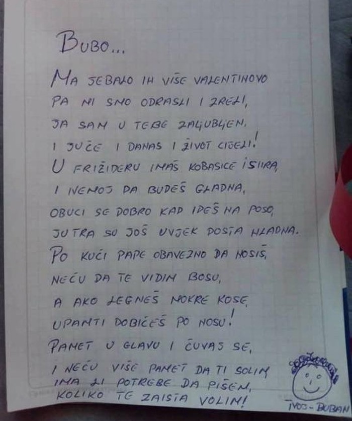 Buban voli svoju Bubu: Prelijepa poruka za Valentinovo postala je hit na društvenoj mreži