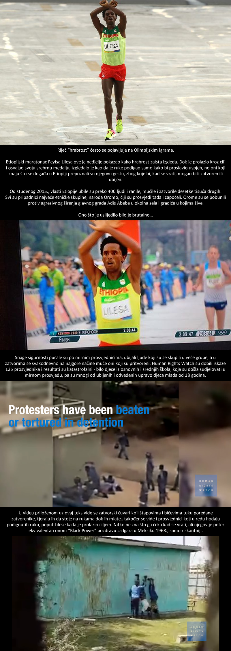 Maratonac riskirao život u cilju, gestom podržao svoj narod kojeg ubija vlada