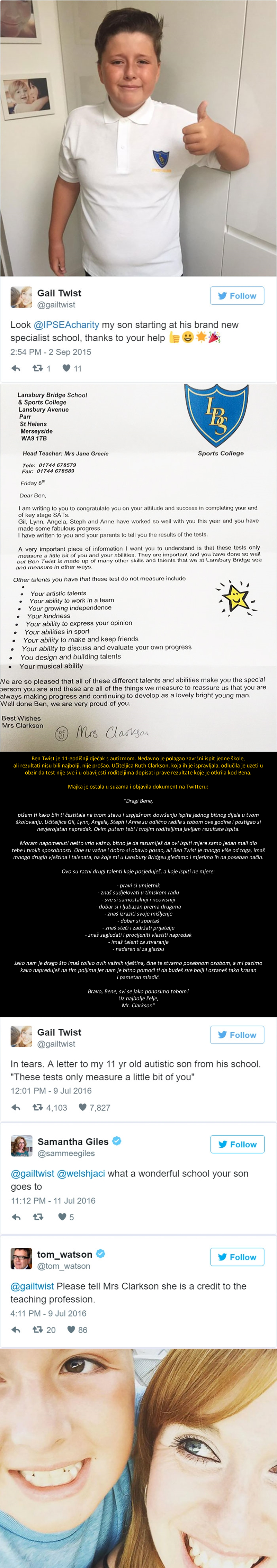 Fantastična učiteljica autističnom dječaku koji je pao na ispitu poslala dirljivo pismo