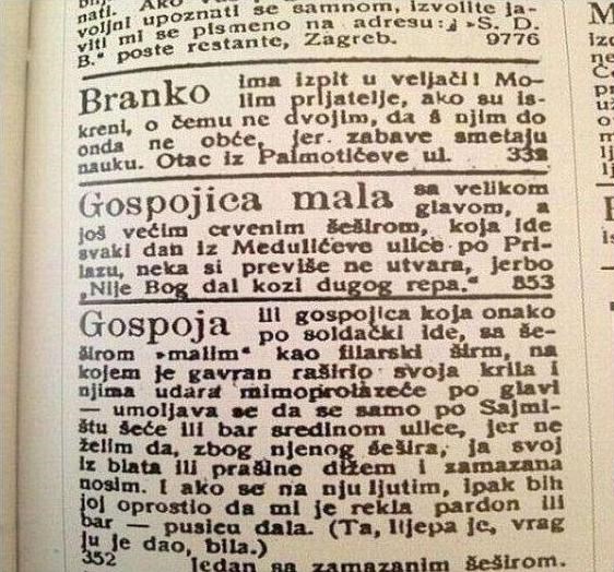 zagrebački facebook prošlog stoljeća..