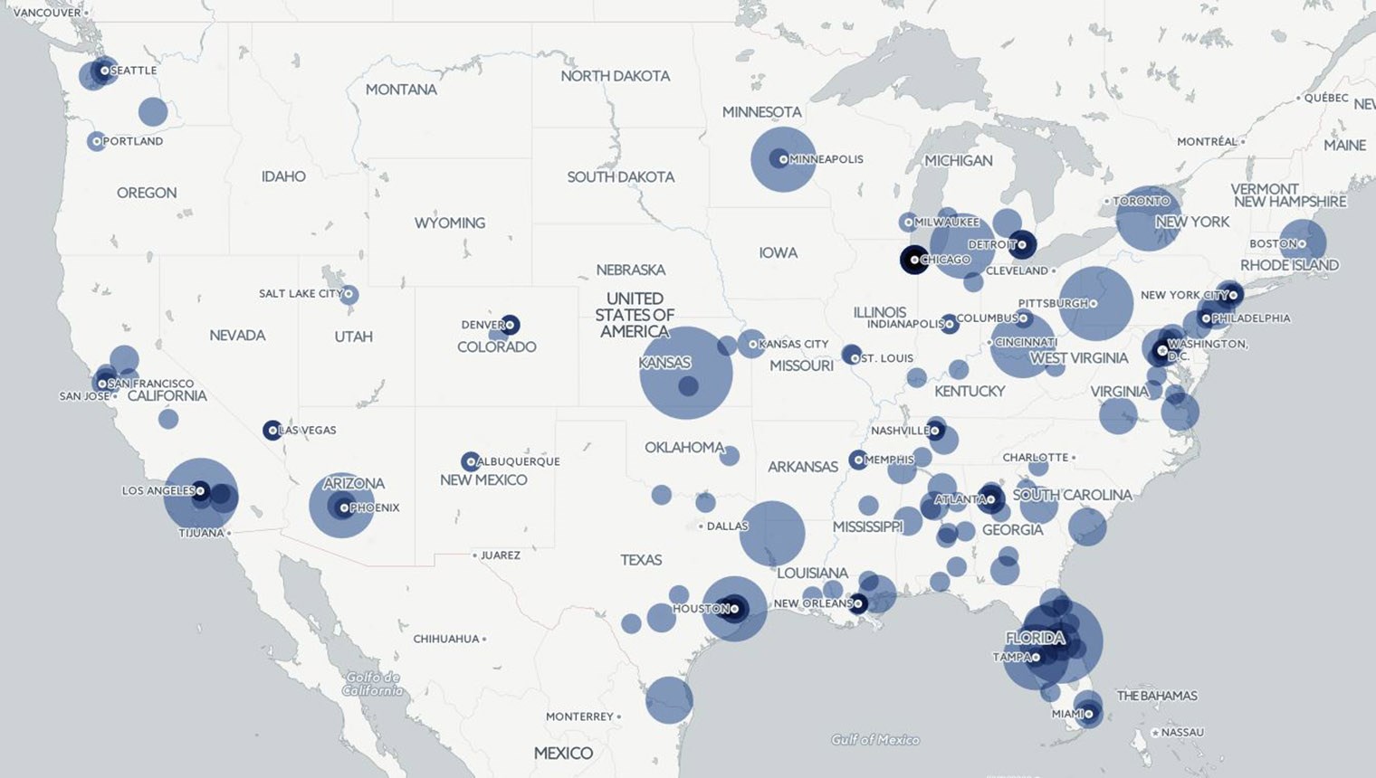Karta masovnih pucnjava s mrtvima u 2016.