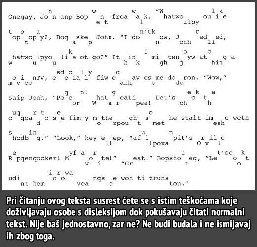 Smiješ se disleksičarima? Probaj ti ovo pročitati bez greške