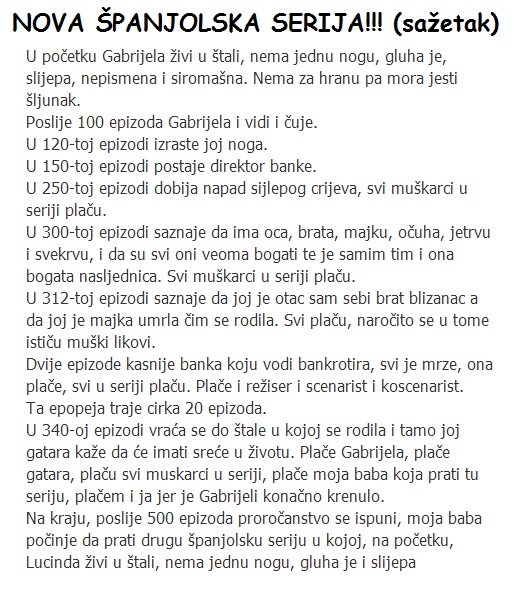 Scenarij novog španjolskog sapuničarskog užasa