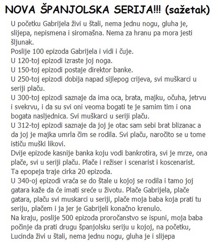Scenarij novog španjolskog sapuničarskog užasa