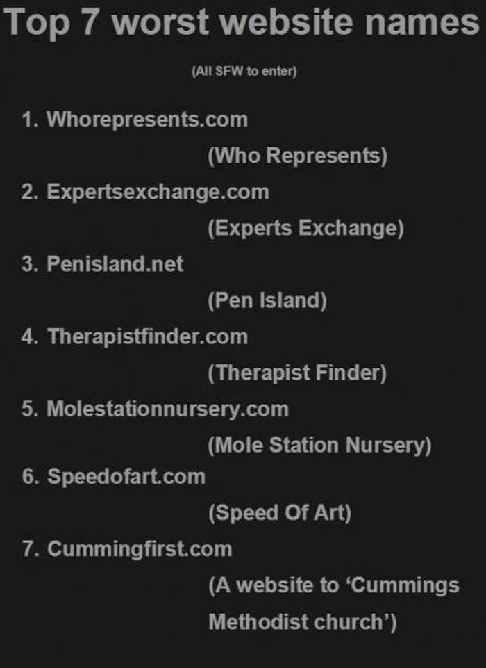 Top 7 najgorih naziva web stranica