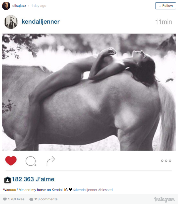 Gola Kendall Jenner na konju zapravo je ukradena fotka!