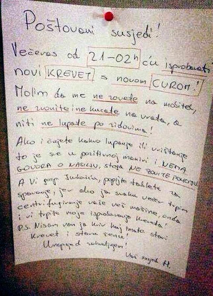 obavijest susjedima..