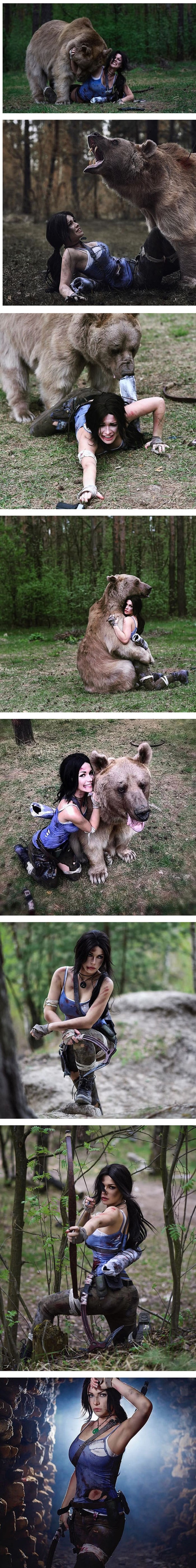 Ova je Ruskinja pozirala s medvjedom za potrebe snimanja