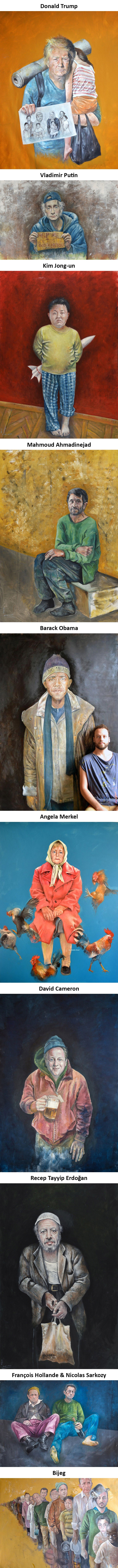 Sirijski umjetnik je svjetske političare stavio u ulogu izbjeglica, slike govore puno o emocijama žrtava ovog kaosa