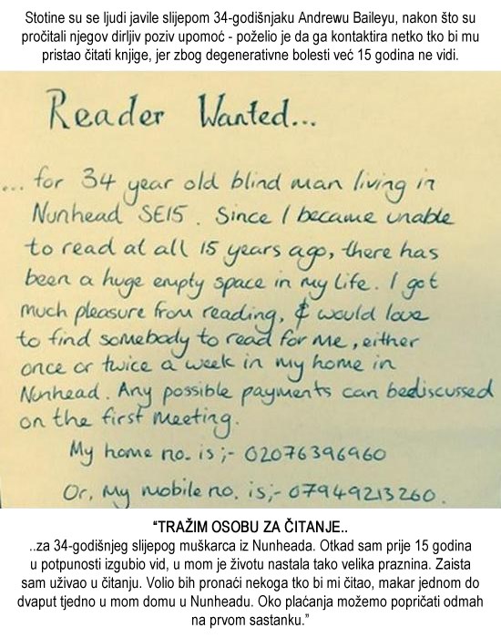 Dirljivo pismo slijepog muškarca probudilo dobro u mnogima