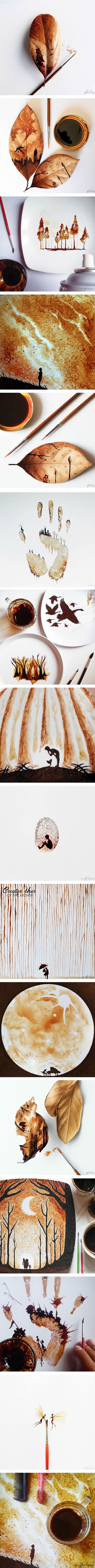 GALERIJA: Majstorske slike na suhom lišću, napravljene ostacima jutarnje kave