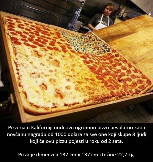 Pogledajte kako osvojiti 1000 dolara i dobiti ogromnu pizzu besplatno!